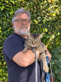 Client Félident avec son chat dans les bras